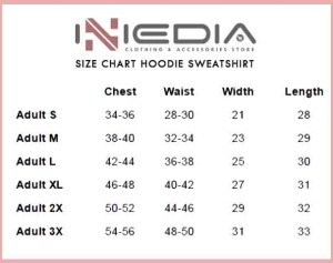 iniedia.com : Hoodies Size Chart