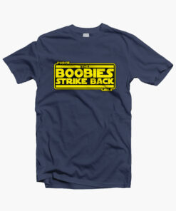 Force The Boobies Strike Back Girls T Shirt navy blue