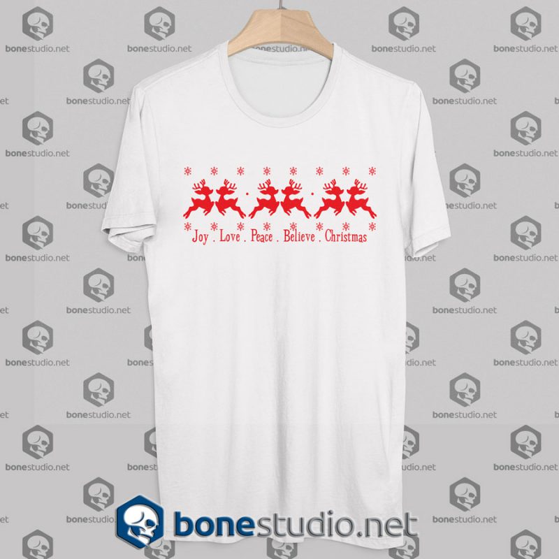 Joy Love Peace Believe Christmas T-Shirt White