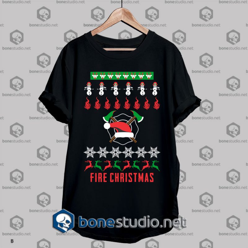 Ugly Style Fire Christmas T shirt