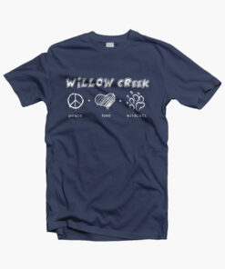 Willow Creek Peace Love Wild Cat T Shirt navy blue