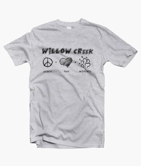 Willow Creek Peace Love Wild Cat T Shirt sport grey