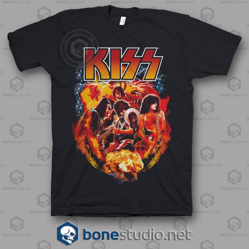 Kiss Fire Effect Band T Shirt