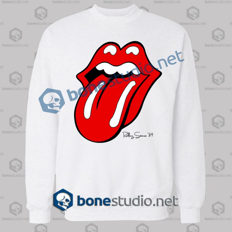 rolling stones logo 89 band sweatshirt white