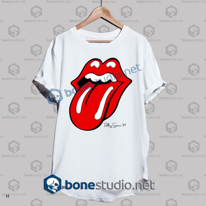 rolling stones logo 89 band t shirt white