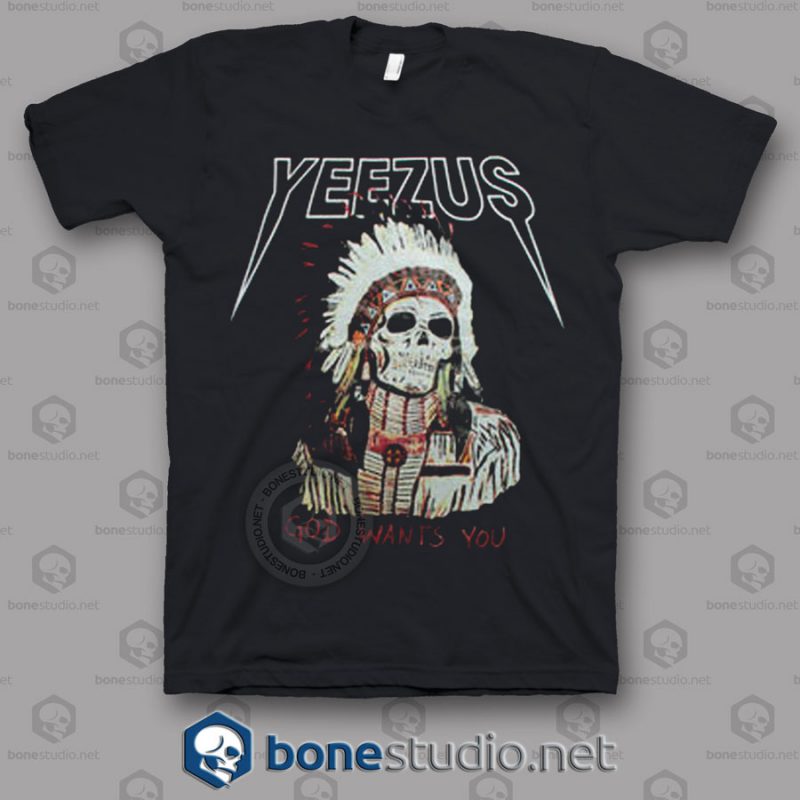 Merch Indian Headdress Skull Yeezus T Shirt