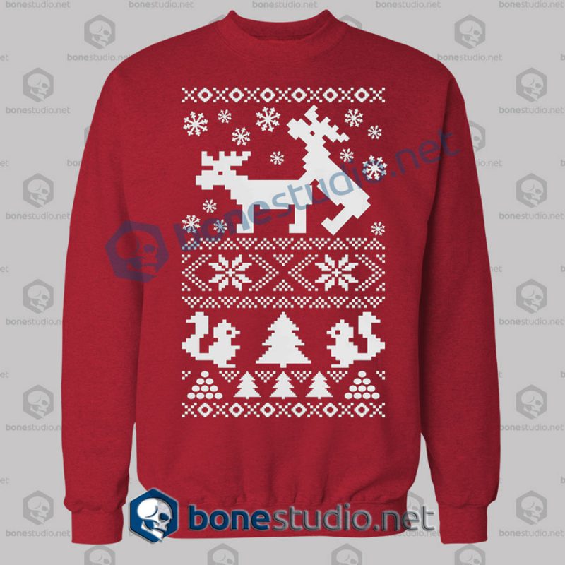 deer naughty ugly christmas sweatshirt red 1