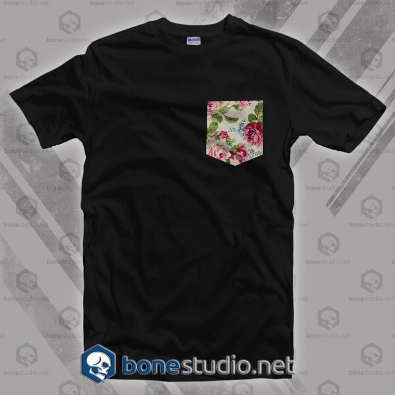 Black Floral Pocket T Shirt