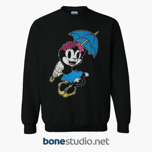 Drop Dead KITTY BRAINS Disney Minnie Mouse Black Sweatshirt