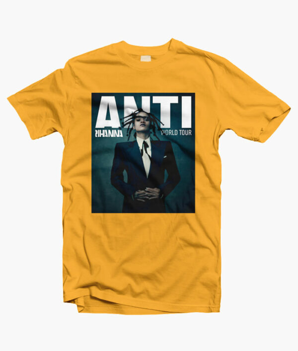 Anti Rihanna Tour T Shirt gold yellow