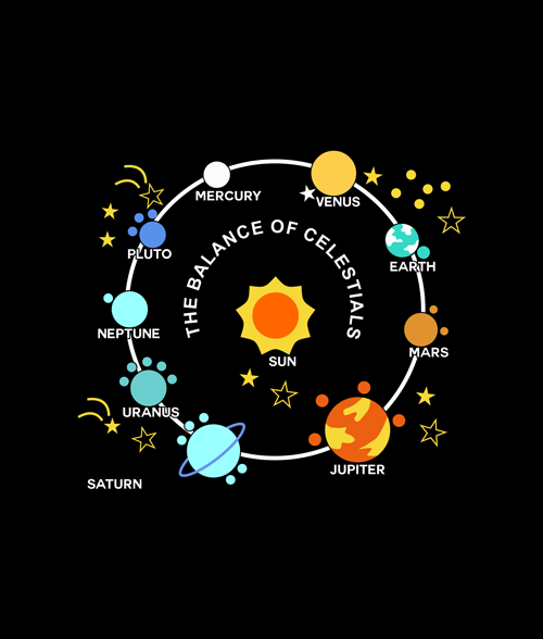 Planets Solar System and Stars T Shirt