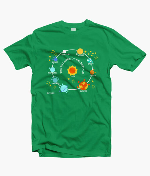 Planets Solar System and Stars T Shirt irish green