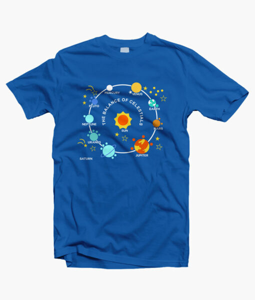 Planets Solar System and Stars T Shirt royal blue