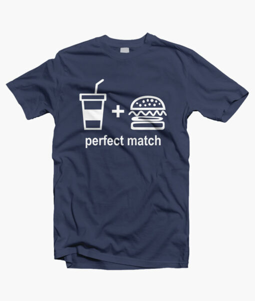 Perfect Match Drink Burger T Shirt navy blue