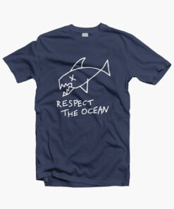 Respect The Ocean T Shirt navy blue