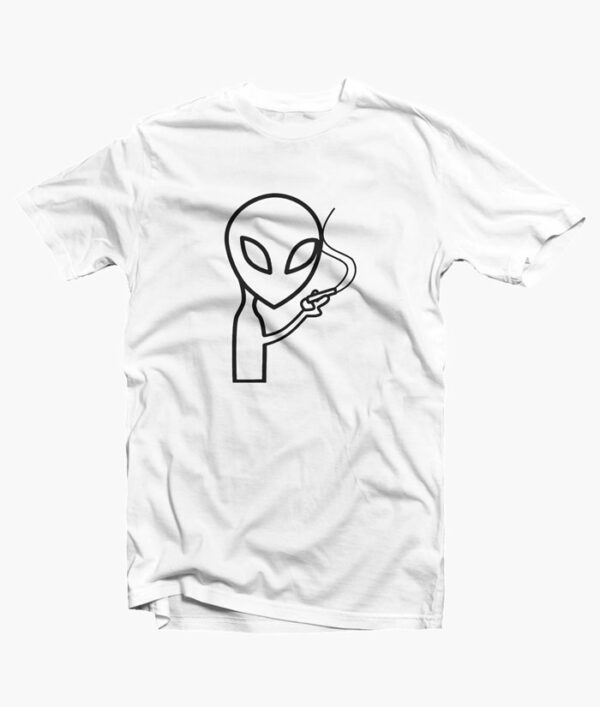 Smoking Alien T Shirt white