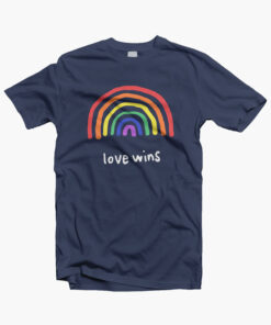 Love Wins Rainbow T Shirt navy blue