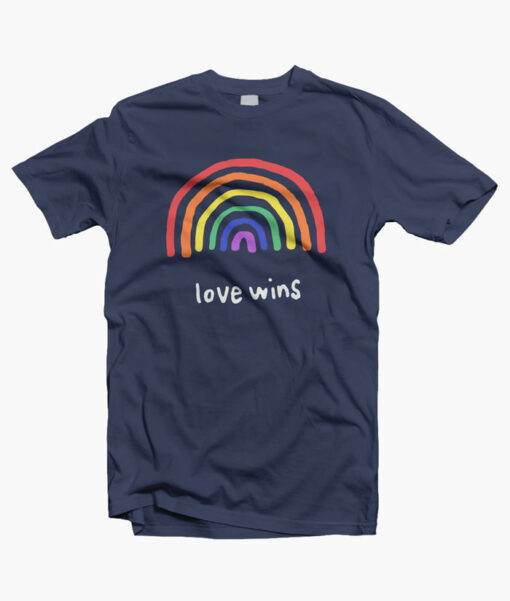 Love Wins Rainbow T Shirt navy blue
