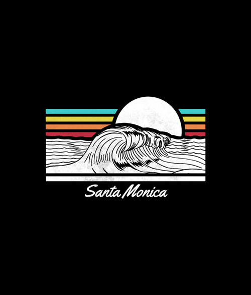 Santa Monica Wave Summer Beach T Shirt