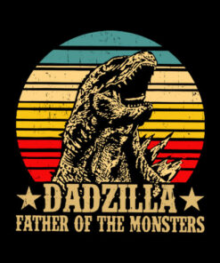 Dadzilla Father Of The Monsters Retro Vintage Sunset T-Shirt