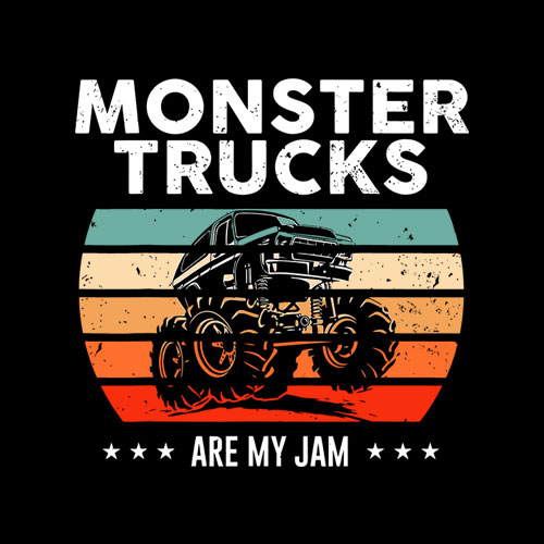 Vintage Monster Truck Are My Jam Retro Sunset Cool Engines T-Shirt