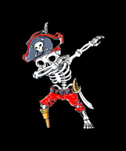 Dabbing Skeleton Pirate Halloween Kids Jolly Roger T Shirt