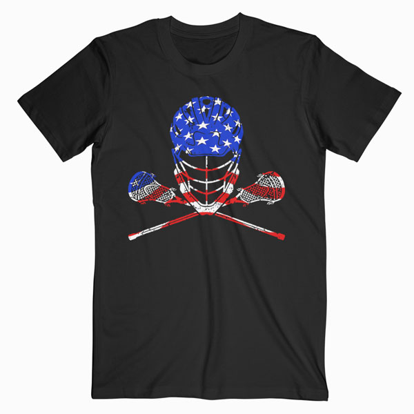 Lacrosse American Flag Lax Helmet And Sticks Men Women Kids T-Shirt