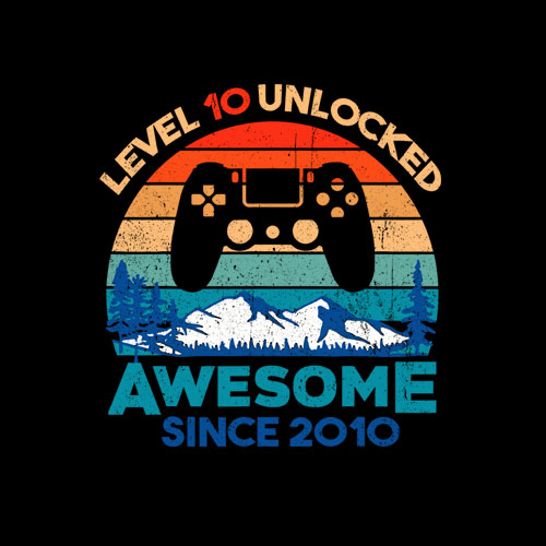 Level 10 Unlocked Birthday 10 Years Old Awesome Since 2010 T-Shirt