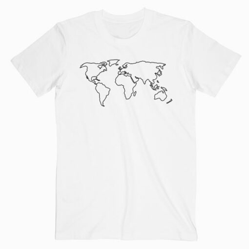 Minimalist World Map Line Art Graphic Tees