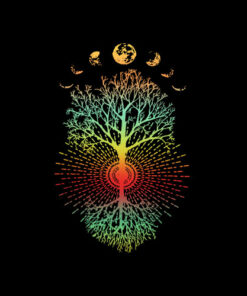 Phases of the Moon Retro 60's 70's Vibe Tree of Life T-Shirt