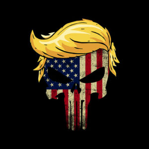 Trump Hair Skull 4th of july US Flag Trump Gift T-Shirt
