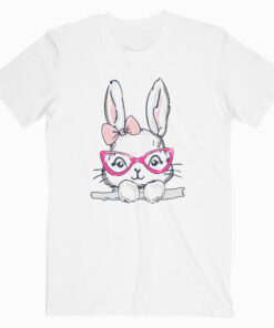 Cute Bunny Face Leopard Print Glasses EASTER T-Shirt