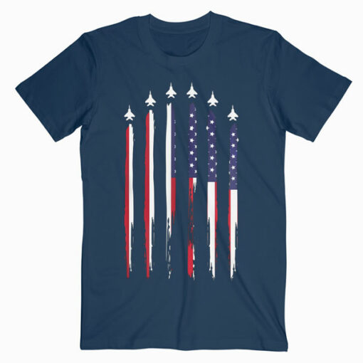 American Flag USA Airplane Jet Fighter 4th of July Patriotic T-Shirt