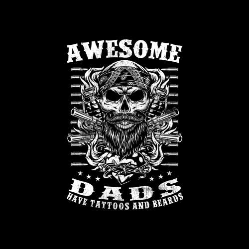 Awesome Dads Have Tattoos and Beards T Shirt