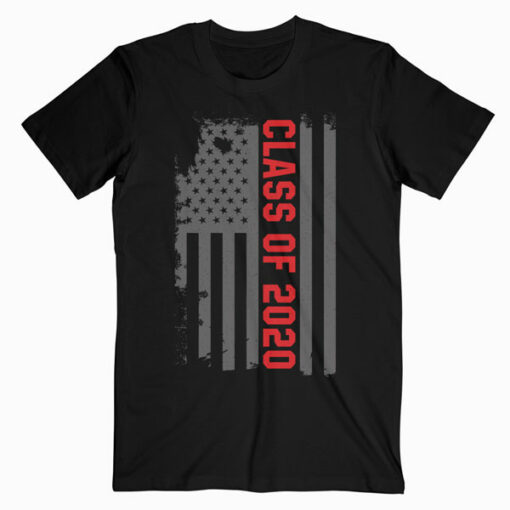 Class Of 2020 Distressed American Flag Red Text Gift T-Shirt