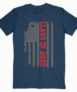 Class Of 2020 Distressed American Flag Red Text Gift T-Shirt