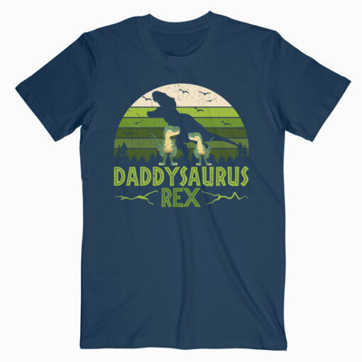 Daddysaurus Rex 2 Kids Sunset For Fathers Day Gift T Shirt