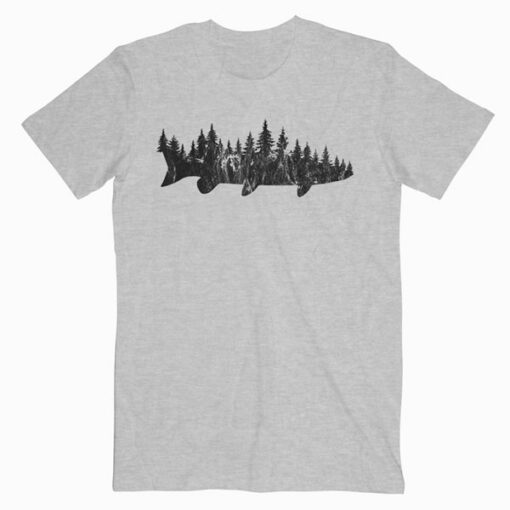 Musky Pine Forest Treeline Outdoor Fishing Angler T-Shirt