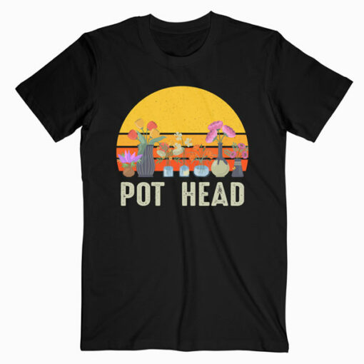 Pot Head Stone Flowers Vintage Retro Sunset T Shirt