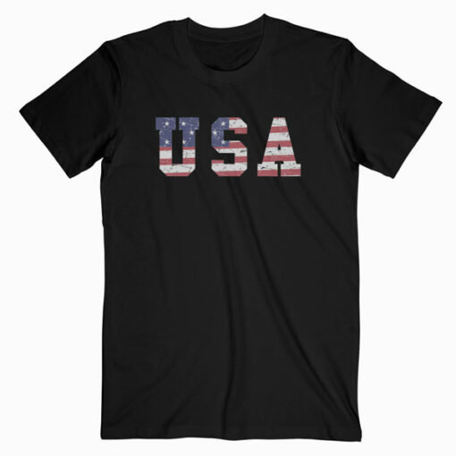 USA Patriotic 4th of July Tee American Flag Vintage T-Shirt