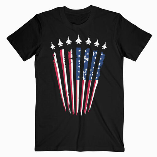 American Flag USA Airplane Jet Fighter 4th of July Patriotic T-Shirt
