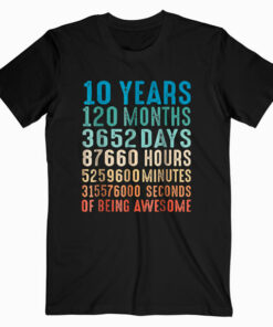 10 Years Old 10th Birthday Vintage Retro 120 Months Tshirt