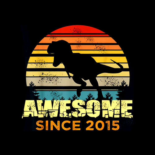 5th Birthday Dinosaur 5 Year Old Boy Awesome Since 2015 Gift T-Shirt