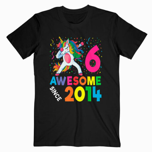6th Birthday Dabbing Unicorn Party Gift For 6 Years Old Girl T Shirt