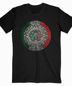 Aztec Calendar Sun Stone Mexican Art Carving Maya Mayans T Shirt
