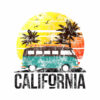 California Retro Surf Vintage Van Surfer Surfing Distressed T-Shirt