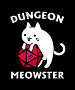 Dungeon Meowster Funny Nerdy Gamer Cat D20 RPG T Shirt