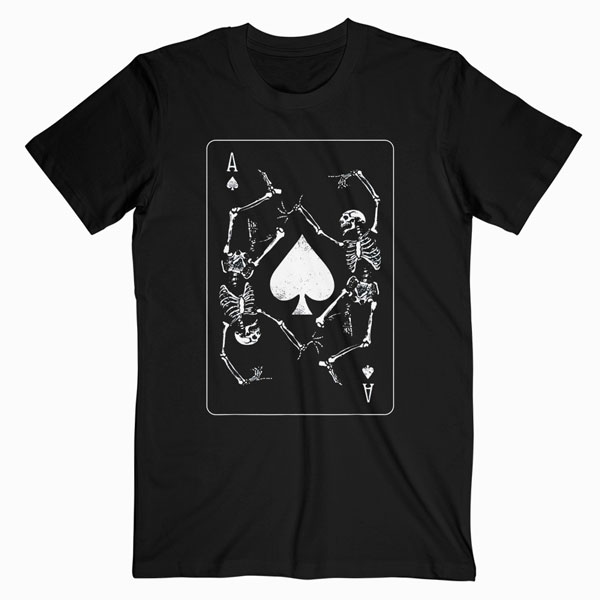 Goth Punk Ace Of Spades Card Shark Gambler Skeleton T Shirt