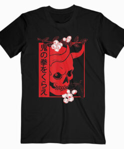 Japanese demon art face Skull devil oni harajuku aesthetic T-Shirt