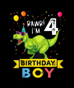 Kids 4 Year Old Shirt 4th Birthday Boy T Rex Dinosaur T Shirt